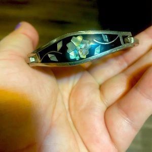 Abalone floral silver  bracelet